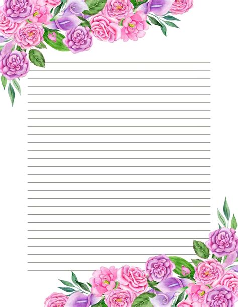 Printable Floral Stationery Paper