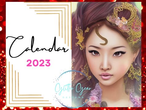 2023 Printable Calendar Beautiful Asian Inspired Art Calendar 2023