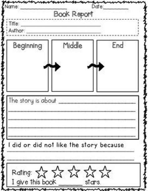 This Is A Great Book Report Template For Elementary School Students It