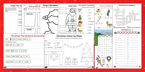 Esl English Christmas Worksheet Pack Teacher Made Twinkl