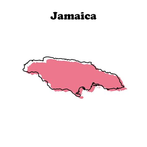 Premium Vector Stylized Simple Red Outline Map Of Jamaica