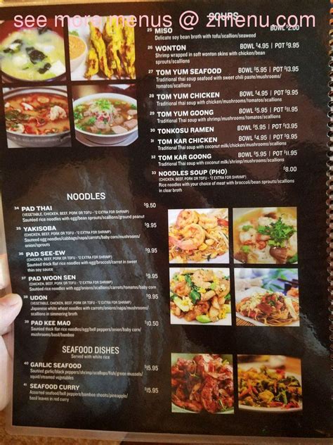 Menu At Zen Thai And Sushi Restaurant Dallas