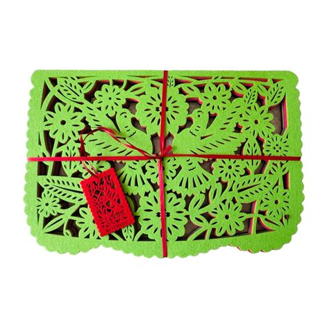 Double Sided Felt Papel Picado Placemat Sets Palomas Artelexia