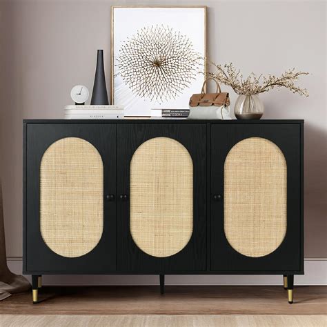 Amazon IMMERSTABLE Rattan Sideboard Buffet Cabinet 47 Black