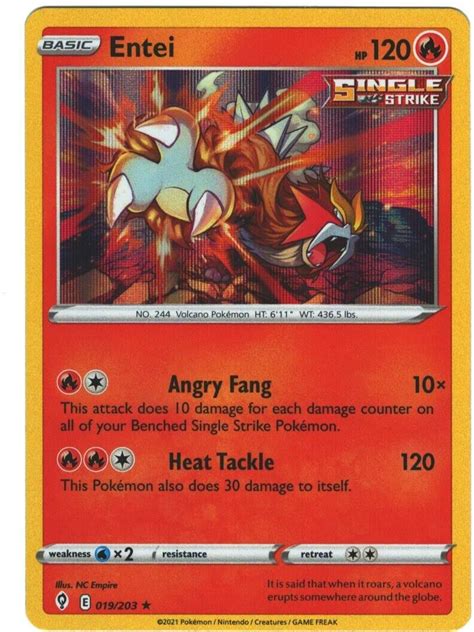 Entei 19 203 Evolving Skies Holo Rare Pokemon Card Pokémon TCG 019 eBay