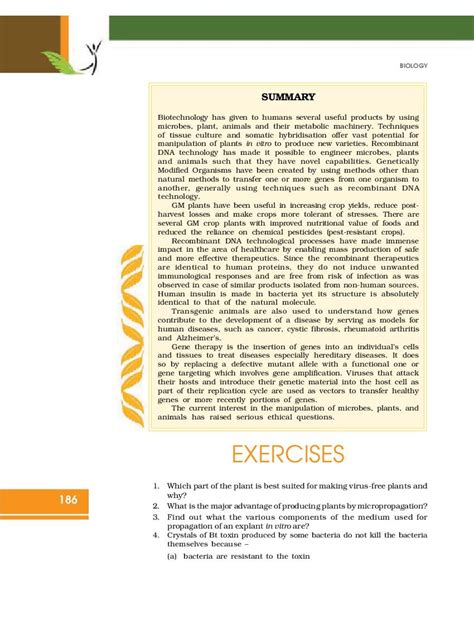 NCERT Book Class 12 Biology Chapter 10 Biotechnology And Its