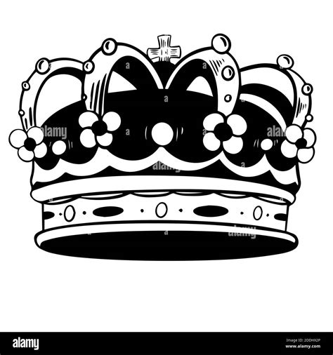 Crown King Vector Dibujo A Mano Ilustración Sobre Fondo Blanco Aislado