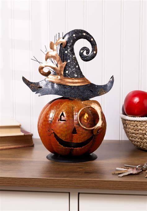 11-Inch Metal Jack 'O Lantern Halloween Decoration