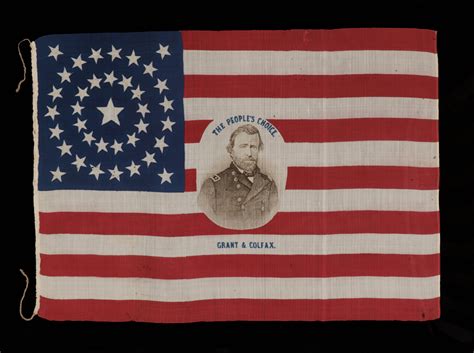 37 Star Portrait Parade Flag From The 1868 Presidential Campaign Of