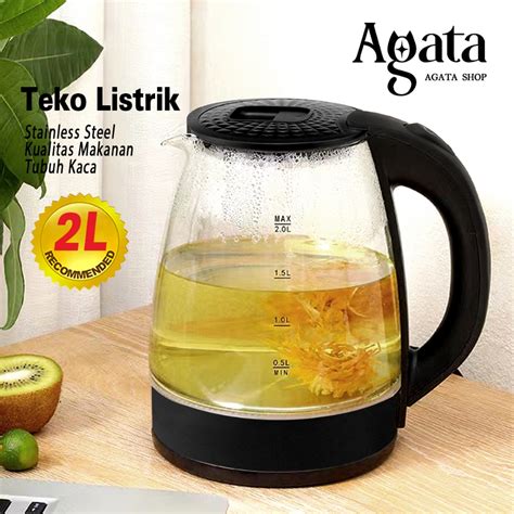 Jual Teko Elektrik Kettle L Kaca Stainless Steel Pemanas Air