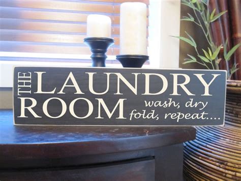 Laundry Room Wash Dry Fold Repeat Wood Sign Plaque Vinyl