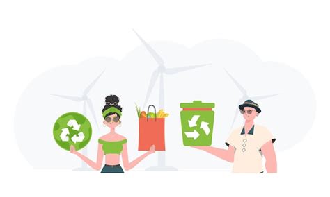 Concept De Monde écologique Et Vert Eco People Trend Stylevector