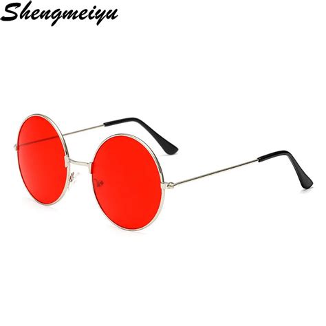 Vintage Round Sunglasses Women Big Red Lens Mirror Sunglasses Female