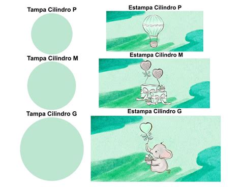 Trio Capas Cilindros Painel Tema Elefante Verde Veste Fácil