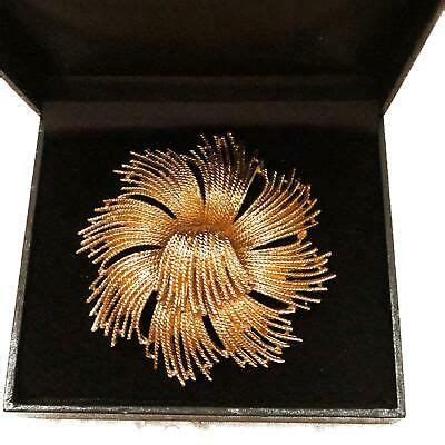 Vtg Gold Wheat Sheath Flower Brooch Pin Mid Century Modern MOD Brooch