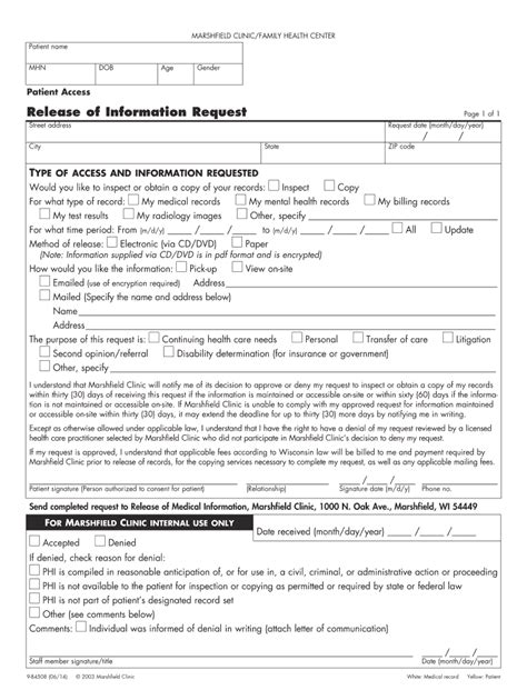 Fillable Online Marshfieldclinic Patient Access Fax Email Print Pdffiller