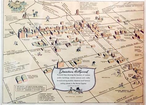 Vintage map of Downtown Hollywood