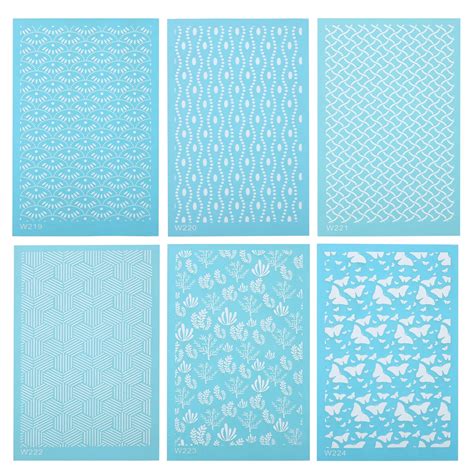 Polymer Clay Silk Screen 6pcs Silk Screen Stencils Reusable 6 Patterns