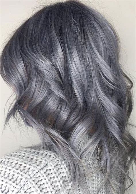 30 Metallic Hair Color Ideas Smokey Metallic Shoulder Length In 2024 Grey Hair Dye Metallic