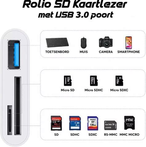 Rolio SD Kaartlezer All In One USB 3 0 En USB C Geheugenkaartlezer