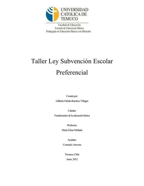 Gilberto Ramirez Taller Ley Subvencion Escolar Preferencial Pdf