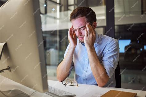 Premium Photo Stress Depression And Mental Health For Night Business Man Sitting At His