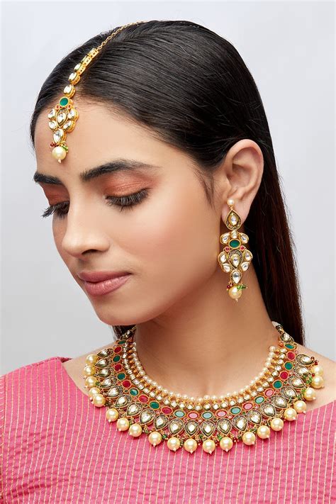 Khwaab By Sanjana Lakhani Kundan Necklace Jewellery Set Gold Copper