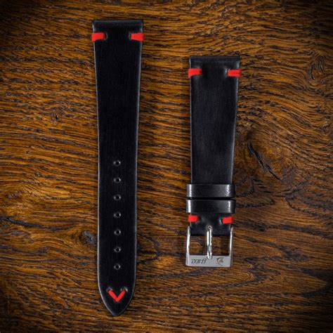 Glc Straps Cinturino Vintage M Cordovan Nero Filo Rosso