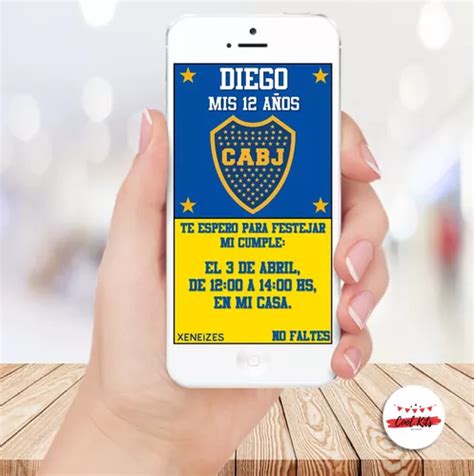 Boca Juniors Tarjeta Invitación Digital Personalizada en venta en