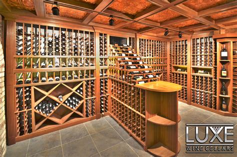 Luxe Wine Cellar Bottle Mahogany Cellar W Walnut Stain