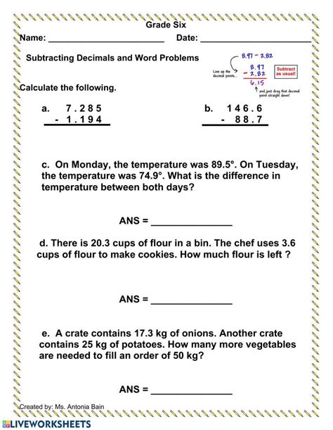 Mixed Decimals Word Problems For Grade 5 K5 Learning Worksheets Library