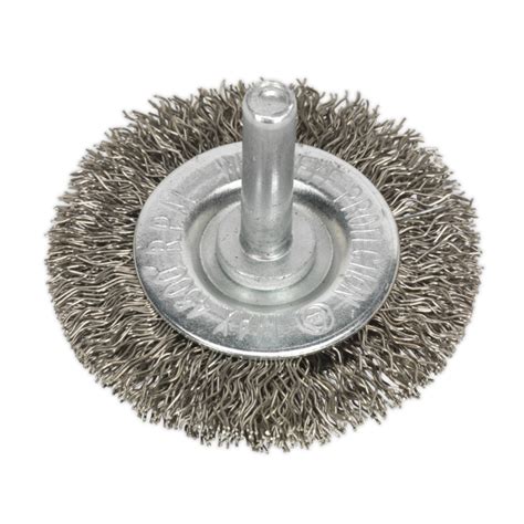 Flat Wire Brush Stainless Steel 50mm With 6mm Shaft Anvil Tool