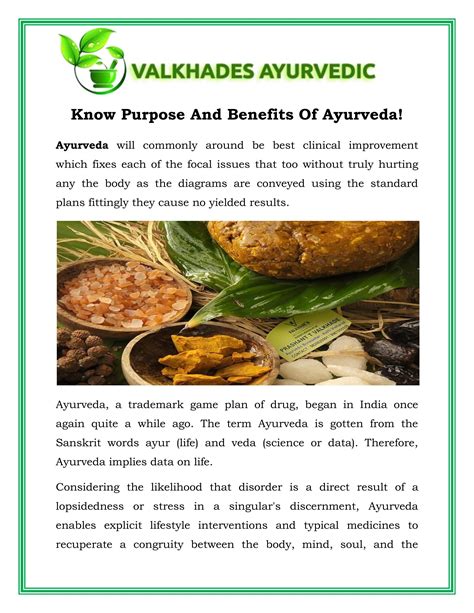 Know Purpose And Benefits Of Ayurveda By Valkhades Ayurvedic Issuu