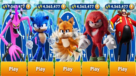 Sonic Dash Movie Sonic Vs Movie Knuckles Vs Movie Tails All Characters Unlocked Gameplay