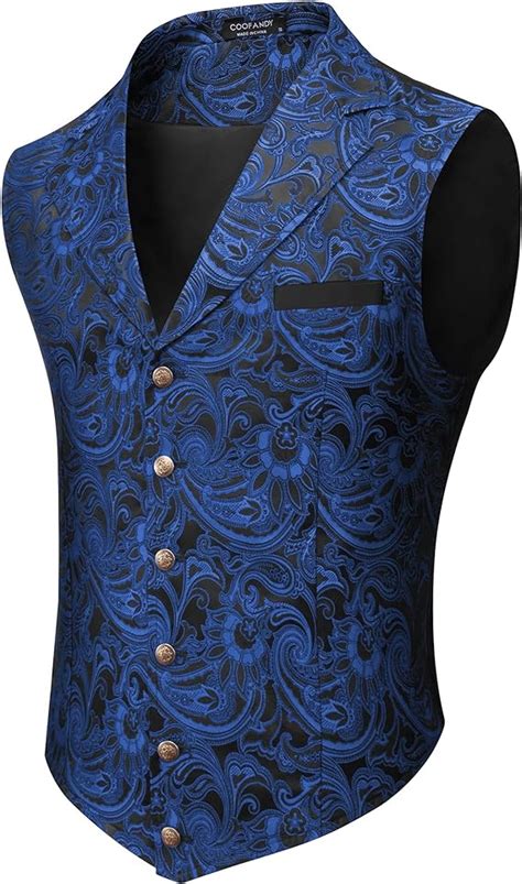 Coofandy Mens Suit Vest Paisley Floral Victorian Vests Gothic