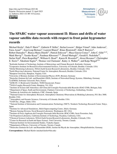 Pdf The Sparc Water Vapour Assessment Ii Biases And Drifts Of Water