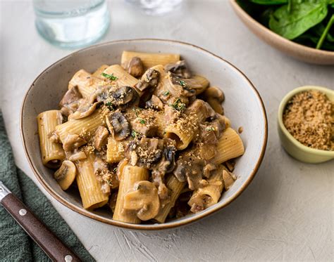 Creamy Mushroom Rigatoni With Herb Crumbs Vegan Recipe