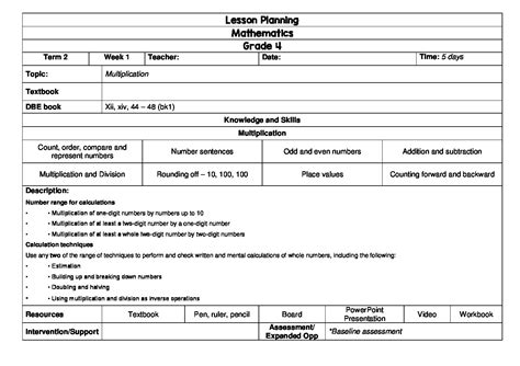 Lesson Plan Mathematics Grade 5