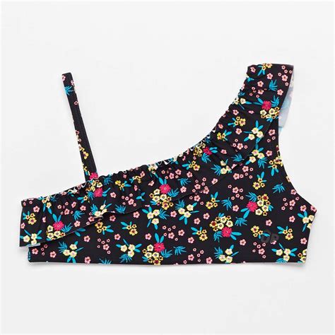 Top Bikini Volantes Up Negro Parte Arriba Bikini Chica Sprinter