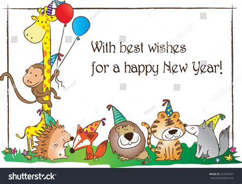 Zoo Animals New Year Greeting Card Stock Vector (Royalty Free) 231657547 | Shutterstock