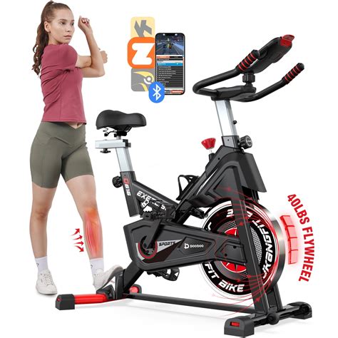 POOBOO Indoor Cycling Bike Exercise Bike Bluetooth Stationary Bike Heavy-duty Flywheel with ...