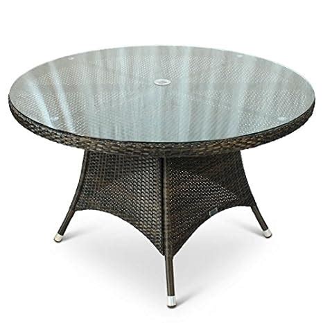 Brackenstyle Round Rattan Outdoor Table With Glass Top Metre