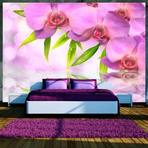 Papier Peint Intiss Fleurs Orchids In Lilac Colour Taille X