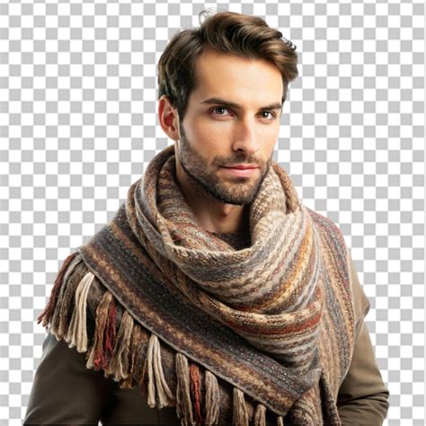 Premium Psd Men Wool Shawl On Transparent Background