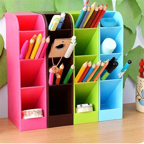 Plastic Desk Organizer Desktop Office Pen Pencil Holder Makeup Storage