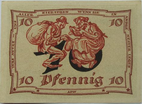 Pfennig Caricature Series Issue Ciudad De Arnstadt Turingia