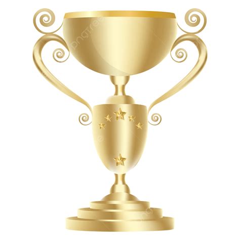 Medal Champion Winner Vector Art PNG Isolated Golden Trophy Cup Award