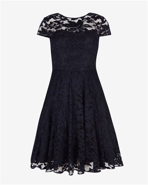 Ted Baker Floral Lace Dress In Blue Navy Lyst