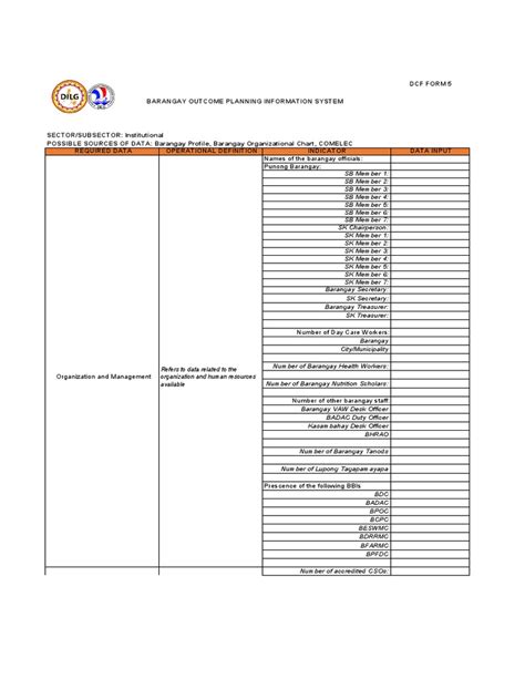 18 Annex 4 Bopis Dcf Form 5 Pdf Risk Capacity Building