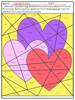 Valentine S Day Multi Digit Multiplication And Division Mystery Pictures